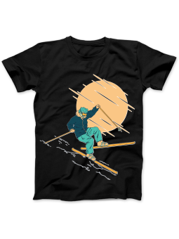 Koszulka Koszulka Damska Zielony Narciarz Czarna - Śmieszne T-Shirty z Nadrukami ?