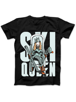 Koszulka Koszulka Damska Ski Queen Czarna - Śmieszne T-Shirty z Nadrukami ?