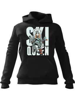 Bluza Damska z kapturem Ski Queen Czarna - Modna Odzież z Nadrukami ?