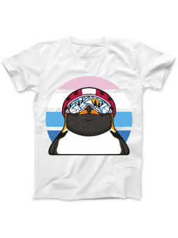 Koszulka Koszulka Damska Pingwin Retro Snowboard Biała - Śmieszne T-Shirty z Nadrukami ?