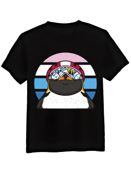 Koszulka Koszulka Męska Pingwin Retro Snowboard Czarna - Śmieszne T-Shirty z Nadrukami ?