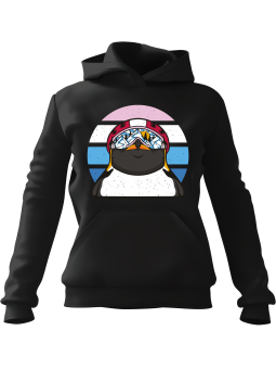 Bluza Męska z kapturem Pingwin Retro Snowboard Czarna - Śmieszne gadżety z Nadrukami ?