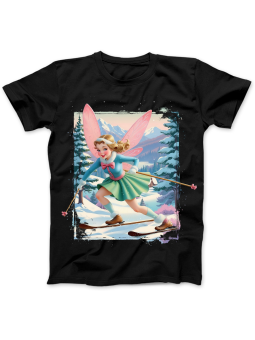 Koszulka Koszulka Damska Wróżka Na Nartach Czarna - Śmieszne T-Shirty z Nadrukami ?