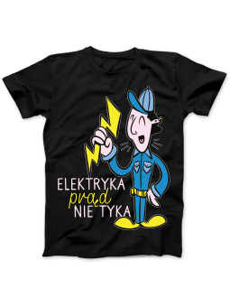 Koszulka Koszulka Damska Elektryka Prąd Nie Tyka Czarna - Śmieszne T-Shirty z Nadrukami ?