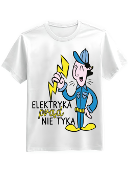 Koszulka Koszulka Męska Elektryka Prąd Nie Tyka Biała - Śmieszne T-Shirty z Nadrukami ?