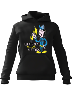 Bluza Męska z kapturem Elektryka Prąd Nie Tyka Czarna - Śmieszne gadżety z Nadrukami ?