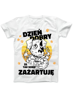 Koszulka Koszulka Damska Żart Dzień Dobry Biała - Śmieszne T-Shirty z Nadrukami ?
