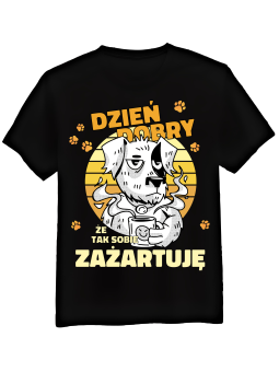 Koszulka Koszulka Męska Żart Dzień Dobry Czarna - Śmieszne T-Shirty z Nadrukami ?