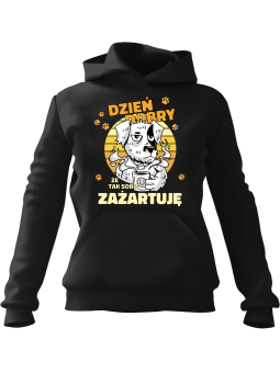 Bluza Męska z kapturem Żart Dzień Dobry Czarna - Śmieszne gadżety z Nadrukami ?
