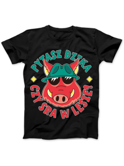 Koszulka Koszulka Damska Pytasz Dzika Czarna - Śmieszne T-Shirty z Nadrukami ?