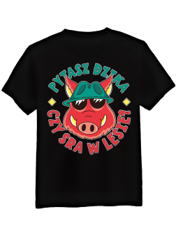 Koszulka Koszulka Męska Pytasz Dzika Czarna - Śmieszne T-Shirty z Nadrukami ?