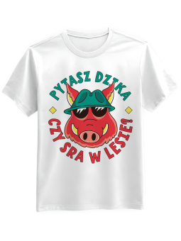 Koszulka Koszulka Męska Pytasz Dzika Biała - Śmieszne T-Shirty z Nadrukami ?