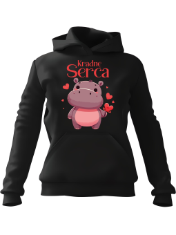 Bluza Męska z kapturem Kradnę Serca Czarna - Śmieszne gadżety z Nadrukami ?