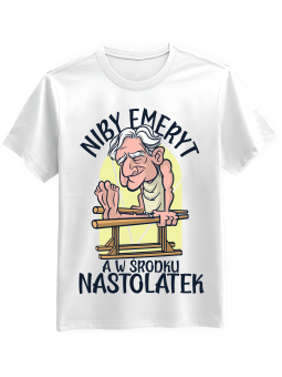 Koszulka Koszulka Męska Niby Emeryt Biała - Śmieszne T-Shirty z Nadrukami ?