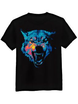 Koszulka Koszulka Męska Wilk Termowizja Czarna - Śmieszne T-Shirty z Nadrukami ?