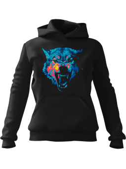 Bluza Męska z kapturem Wilk Termowizja Czarna - Śmieszne gadżety z Nadrukami ?