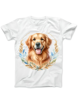 Koszulka Koszulka Damska Malowany Golden Retriver Biała - Śmieszne T-Shirty z Nadrukami ?