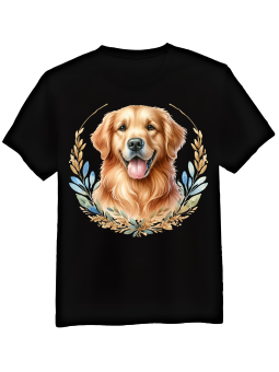 Koszulka Koszulka Męska Malowany Golden Retriver Czarna - Śmieszne T-Shirty z Nadrukami ?