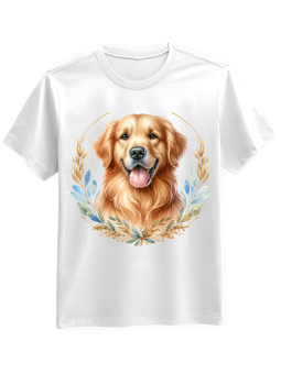 Koszulka Koszulka Męska Malowany Golden Retriver Biała - Śmieszne T-Shirty z Nadrukami ?