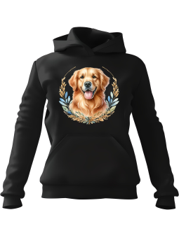 Bluza Damska z kapturem Malowany Golden Retriver Czarna - Modna Odzież z Nadrukami ?