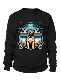 Bluza Damska Mops Na Plaży - Śmieszne T-Shirty z Nadrukami ?