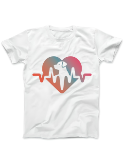Koszulka Koszulka Damska Dog Love Heartbeat Biała - Śmieszne T-Shirty z Nadrukami ?