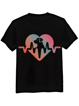 Koszulka Koszulka Męska Dog Love Heartbeat Czarna - Śmieszne T-Shirty z Nadrukami ?