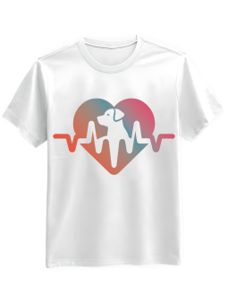 Koszulka Koszulka Męska Dog Love Heartbeat Biała - Śmieszne T-Shirty z Nadrukami ?