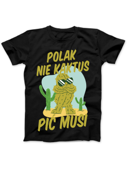 Koszulka Koszulka Damska Polak Nie Kaktus Czarna - Śmieszne T-Shirty z Nadrukami ?