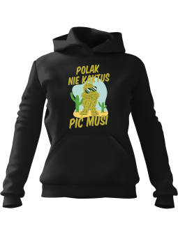 Bluza Damska z kapturem Polak Nie Kaktus Czarna - Modna Odzież z Nadrukami ?