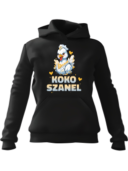 Bluza Damska z kapturem Koko Szanel Czarna - Modna Odzież z Nadrukami ?