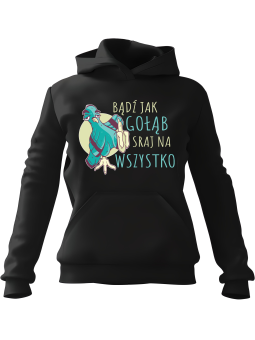 Bluza Męska z kapturem Bądź Jak Gołąb Czarna - Śmieszne gadżety z Nadrukami ?