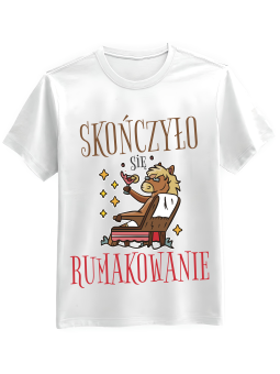 Koszulka Koszulka Męska Rumakowanie Biała - Śmieszne T-Shirty z Nadrukami ?