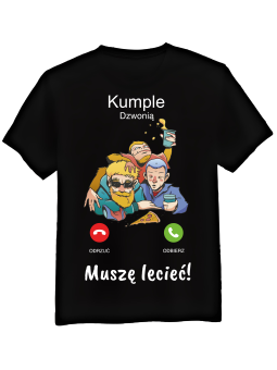 Koszulka Koszulka Męska Kumple Dzwonią Czarna - Śmieszne T-Shirty z Nadrukami ?