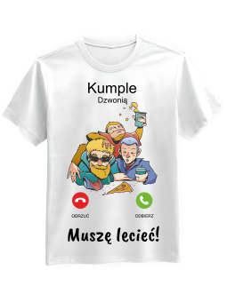 Koszulka Koszulka Męska Kumple Dzwonią Biała - Śmieszne T-Shirty z Nadrukami ?