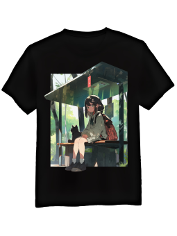 Koszulka Koszulka Męska Anime Przystanek Czarna - Śmieszne T-Shirty z Nadrukami ?