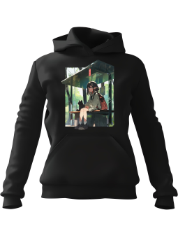 Bluza Damska z kapturem Anime Przystanek Czarna - Modna Odzież z Nadrukami ?