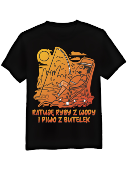Koszulka Koszulka Męska Ratuję Ryby Czarna - Śmieszne T-Shirty z Nadrukami ?