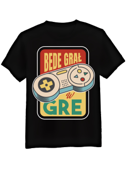 Koszulka Koszulka Męska Bede Grał w Gre Czarna - Śmieszne T-Shirty z Nadrukami ?