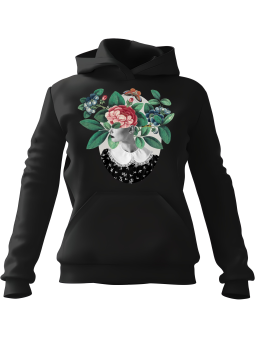 Bluza Damska z kapturem Retro Kolaż Kobieta Czarna - Modna Odzież z Nadrukami ?