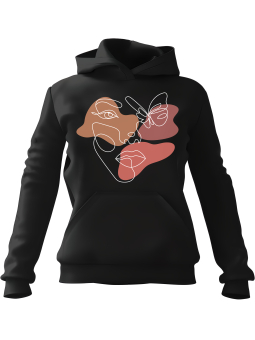 Bluza Damska z kapturem Kobieta Lineart III Czarna - Modna Odzież z Nadrukami ?