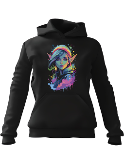 Bluza Damska z kapturem Elf Woman Czarna - Modna Odzież z Nadrukami ?