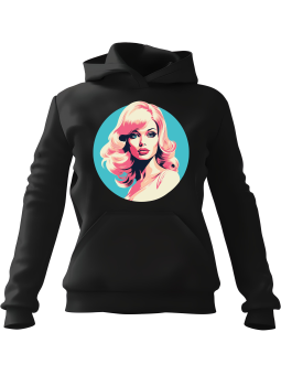 Bluza Damska z kapturem Pop Art Blonde Czarna - Modna Odzież z Nadrukami ?
