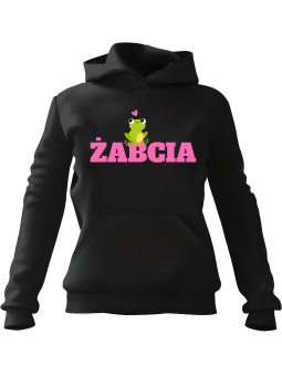 Bluza Damska z kapturem Żabcia Czarna - Modna Odzież z Nadrukami ?