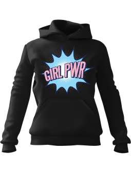 Bluza Damska z kapturem Girl PWR Czarna - Modna Odzież z Nadrukami ?