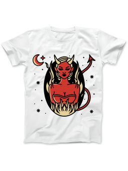 Koszulka Koszulka Damska Devil Woman Biała - Śmieszne T-Shirty z Nadrukami ?
