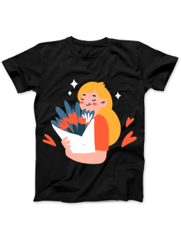 Koszulka Koszulka Damska Pani z Kwiatami Czarna - Śmieszne T-Shirty z Nadrukami ?