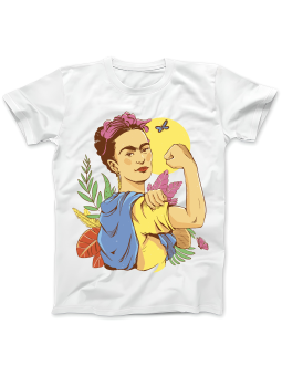 Koszulka Koszulka Damska Frida Kahlo Power Biała - Śmieszne T-Shirty z Nadrukami ?