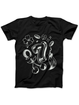 Koszulka Koszulka Damska Symbole Szczęścia Czarna - Śmieszne T-Shirty z Nadrukami ?