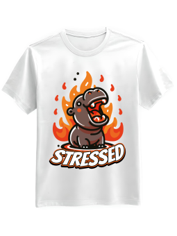Koszulka Koszulka Męska Stressed Hippo Biała - Śmieszne T-Shirty z Nadrukami ?